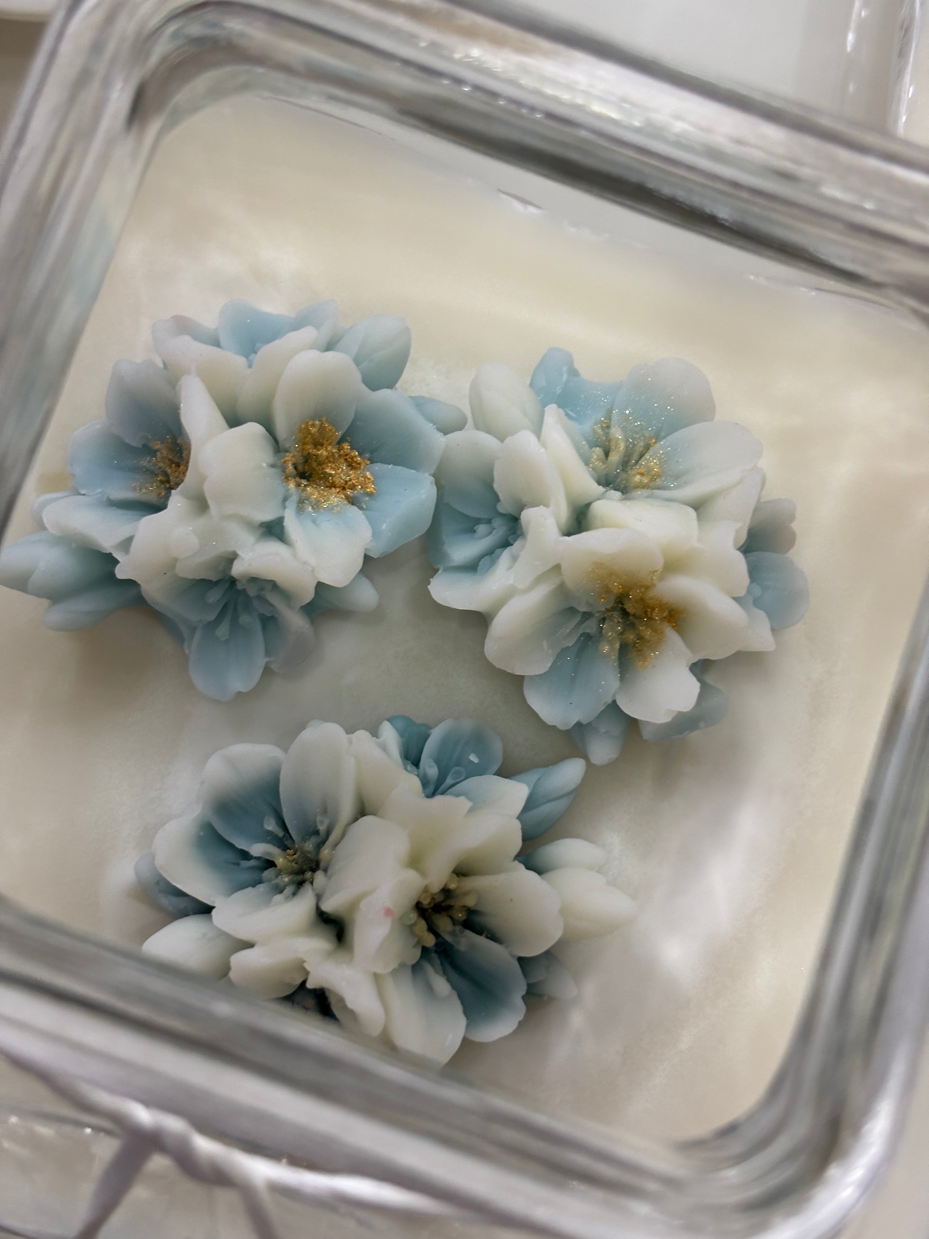 Contenitore in vetro con fiori di ciliegio