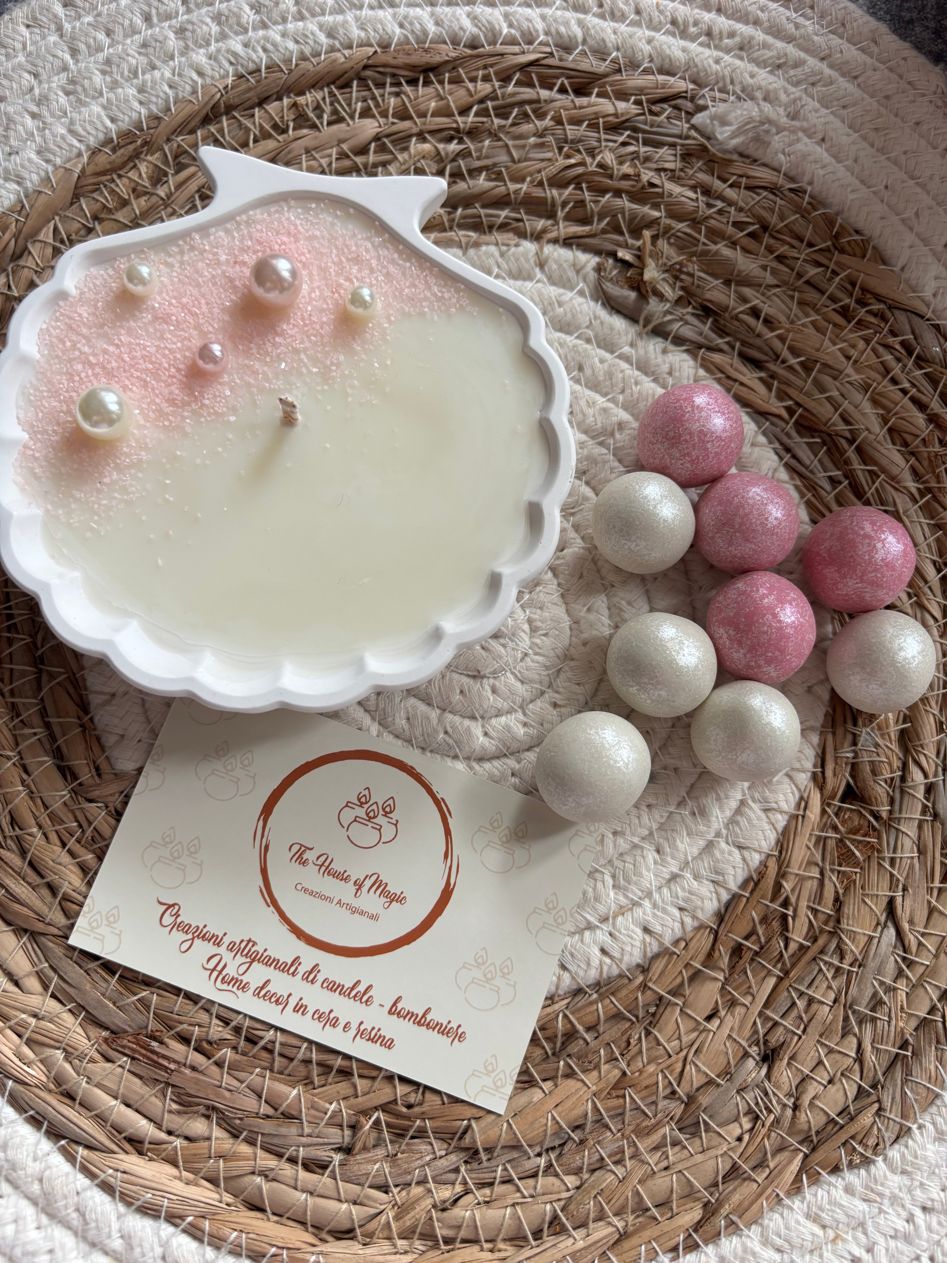 Perla Rosa – Conchiglia Svuota Tasche con Candela