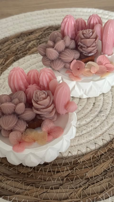 Candela in Vasetto con Succulente in Cera